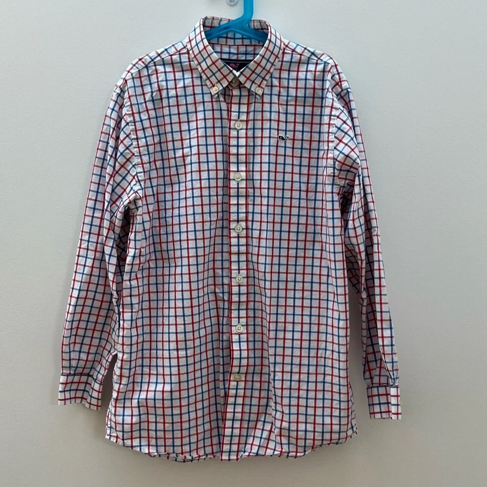 Like New Whale Shirt Button Down Vineyard Vines 100% Cotton Boys Medium - Picture 9 of 9